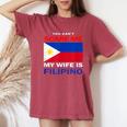 You Cant Scare Me My Wife Is Filipino Funny Husbands Women's Oversized Graphic Print Comfort T-shirt Crimson
