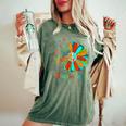 60S 70S Peace Sign Tie Dye Hippie Sunflower Outfit Women's Oversized Comfort T-shirt Moss