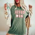 Christianity Religion Jesus Outfits Jesus Won Texas Women's Oversized Comfort T-Shirt Moss