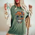 Floral Mexican Skull Day Of The Dead Dia De Muertos Women's Oversized Comfort T-Shirt Moss