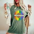 Free Grandma Hugs Lgbt Daisy Rainbow Flower Hippie Gay Pride Women's Oversized Comfort T-shirt Moss