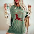 Frenchie Red Plaid Buffalo Ugly Christmas Sweater Women's Oversized Comfort T-Shirt Moss
