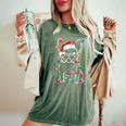 French Bulldog Dog Tree Christmas Lights Xmas Pajama Women's Oversized Comfort T-Shirt Moss