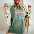 Girl Retro Groovy Taylor First Name Personalized Birthday Women's Oversized Comfort T-Shirt Moss Girl Retro Groovy Taylor First Name Personalized Birthday Women's Oversized Comfort T-Shirt Moss