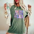 Groovy In My Teacher Era First Grade Version Teacher School Women's Oversized Comfort T-Shirt Moss
