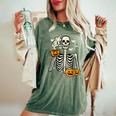 Halloween Skeleton Pumpkin Fall Coffee Fun Costume Women's Oversized Comfort T-Shirt Moss