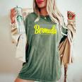 Horseshoe Bay Beach Bermuda Yellow Text Women's Oversized Comfort T-Shirt Moss