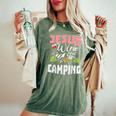 Jesus Wine And Camping For Women Mom Girl Women's Oversized Comfort T-shirt Moss