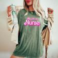 My Job Is Nurse Pink Retro Rn Nursing School Lpn Lvn Womens Women's Oversized Comfort T-Shirt Moss