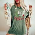 Just A Girl Who Loves Christmas A For Xmas Girls Women's Oversized Comfort T-Shirt Moss