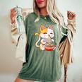 Kawaii Cute Cat Ramen Noodles Anime Girls N Japanese Food Women's Oversized Comfort T-Shirt Moss