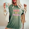 Leer Es Poder Groovy Spanish Teacher Bilingual Maestra Women's Oversized Comfort T-Shirt Moss