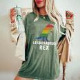 Lesbosaurus Rex Dinosaur In Rainbow Flag For Lesbian Pride Women's Oversized Comfort T-Shirt Moss