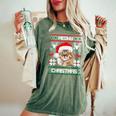Maine Coon Cat Meowy Ugly Sweater Cat Christmas Women's Oversized Comfort T-Shirt Moss