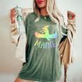 Maine Moose Canoe Rainbow Vacation T Women's Oversized Comfort T-Shirt Moss