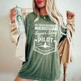 Married With A Super Sexy Pilot Aviator Wife Couple Women's Oversized Comfort T-Shirt Moss