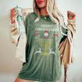 Merry Chrismukkah Happy Hanukkah Jew Ugly Christmas Sweater Women's Oversized Comfort T-Shirt Moss