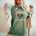 Merry Christmas English Bulldog Dog Ugly Sweater Women's Oversized Comfort T-Shirt Moss