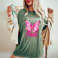 In October We Wear Pink Butterfly Breast Cancer Awareness Women's Oversized Comfort T-Shirt Moss