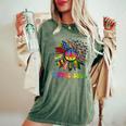 Retro Groovy Flower Lovers Daisy Peace Sign Hippie Soul Women's Oversized Comfort T-shirt Moss