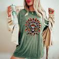 Screaming Skull In Native American Indian Headdress Feathers Native American Women's Oversized Comfort T-Shirt Moss