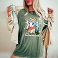 Snownicorn Cute Unicorn Snowman Christmas Girl Women's Oversized Comfort T-Shirt Moss