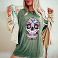 Sugar Skull 4Th Of July T Boys Fourth Usa Women's Oversized Comfort T-Shirt Moss