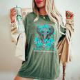 Teal Elephant I Wear Teal For Ovarian Cancer Awareness Women's Oversized Comfort T-Shirt Moss