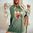 Three Goose In Socks Ugly Christmas Sweater Party Women's Oversized Comfort T-Shirt Moss