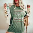 Ugly Christmas Sweater Chicken Ugly Xmas Women's Oversized Comfort T-Shirt Moss