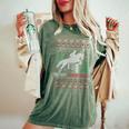 Ugly Sweater Christmas Horse Riding Rider Horses Lovers Women's Oversized Comfort T-Shirt Moss