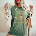 Ugly Xmas Sweater Style Lighting Trombone Christmas Women's Oversized Comfort T-Shirt Moss