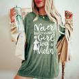 Never Underestimate A Girl With A Violin Cool Quote Women's Oversized Comfort T-Shirt Moss