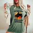 Never Underestimate An Old Lady With A Piano Born September Women's Oversized Comfort T-Shirt Moss