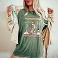 Whippet Dog Christmas Lights Ugly Christmas Sweater Women's Oversized Comfort T-Shirt Moss