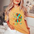 60S 70S Peace Sign Tie Dye Hippie Sunflower Outfit Women's Oversized Comfort T-shirt Mustard