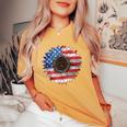 American Flag Sunflower Graphic 4Th Of July Independence Day Women's Oversized Comfort T-shirt Mustard