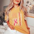 Back The Pink Ribbon Flag Breast Cancer Warrior Women's Oversized Comfort T-Shirt Mustard