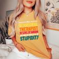 Behavioral Therapist Retro Vintage Rbt Analyst Behavior Tech Women Oversized Print Comfort T-shirt Mustard