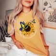 Butterfly Sunflower World Down Syndrome Awareness Day Women's Oversized Comfort T-shirt Mustard