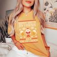 Christmas Santa Friends Beer Ugly Christmas Sweater Women's Oversized Comfort T-Shirt Mustard