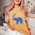 Colon Cancer Awareness Sunflower Elephant Be Kind Women's Oversized Comfort T-shirt Mustard