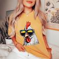 Cool Rooster Wearing Sunglasses Retro Vintage Chicken Women's Oversized Comfort T-Shirt Mustard