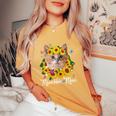 Cute Munchkin Mom Sunflower Cat Mom Women's Oversized Comfort T-shirt Mustard