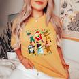 Dabbing Santa Elf Friends Christmas Boys Girls Xmas Dab Women's Oversized Comfort T-Shirt Mustard