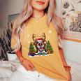 Dog Lovers Border Collie Santa Hat Ugly Christmas Sweater Women's Oversized Comfort T-Shirt Mustard