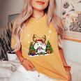 Dog Lovers Cute Poodle Santa Hat Ugly Christmas Sweater Women's Oversized Comfort T-Shirt Mustard