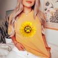 Dog Mom Sunflower Paw Print Women's Oversized Comfort T-shirt Mustard