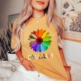 Equality Daisy Flower Rainbow Lgbtq Kindness Human Rights Women's Oversized Comfort T-shirt Mustard