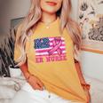 Er Nurse American Cancer Flag Cancer Warrior Pink Ribbon Women's Oversized Comfort T-Shirt Mustard